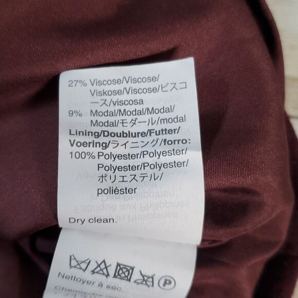 Madewell Fireside Wool Blend Mini Skirt Maroon Burgundy Zipper Pockets Size 14 - Picture 13 of 14